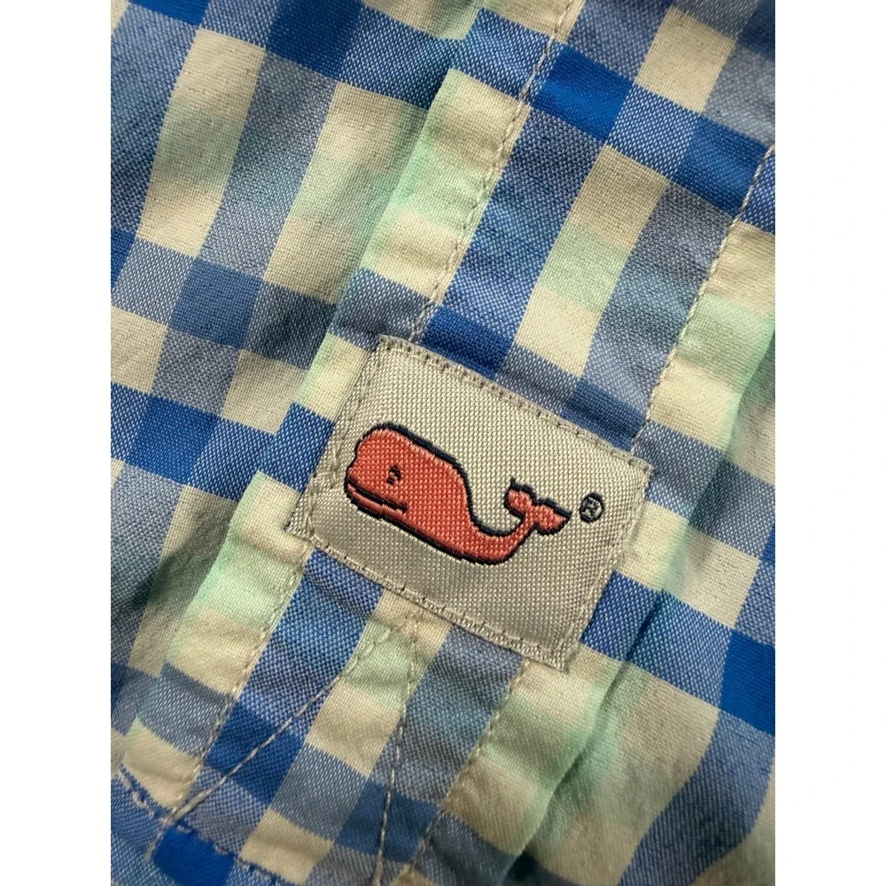 Vineyard Vines Performance Murray Shirt Mens M Classic Fit Blue Gingham 1W1820